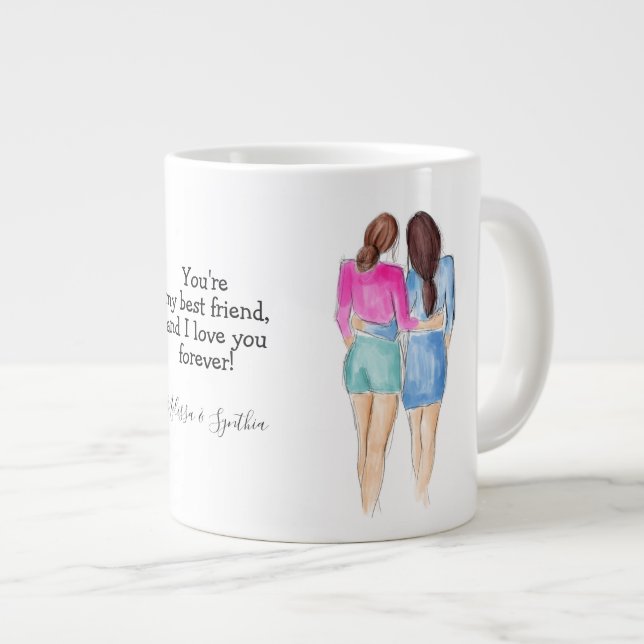 Grande Tasse Meilleures salope cadeau Amis Deux Brunettes (Devant droit)