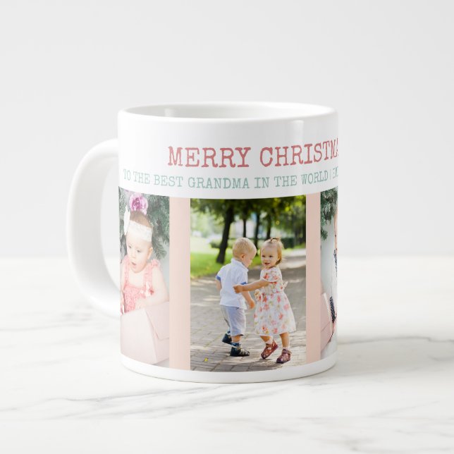 Grande Tasse Merry Christmas Best Grandma in the World 4 Photo (Devant gauche)