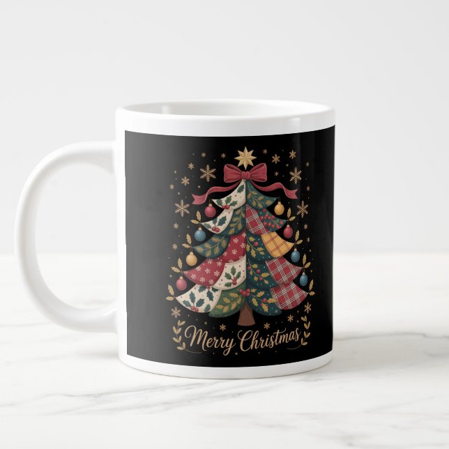 Grande Tasse Merry Christmas Patchwork Christmas Tree (Gauche)