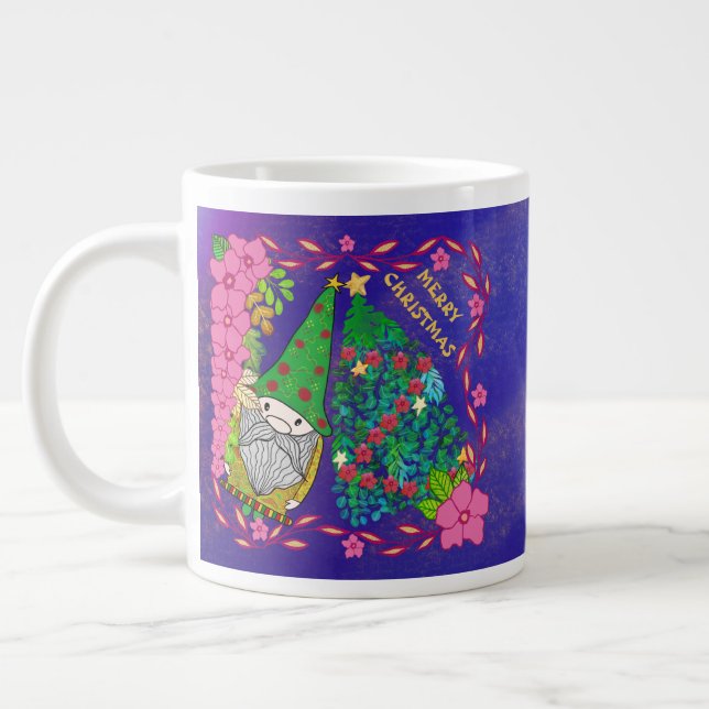GRANDE TASSE MERRY CHRISTMAS PERSONNALISÉ AVEC GNOME XMAS TREE (Gauche)
