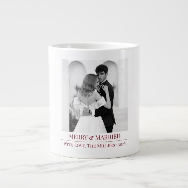 Grande Tasse Merry & Married - Personalized Newlywed Christmas  (Devant)