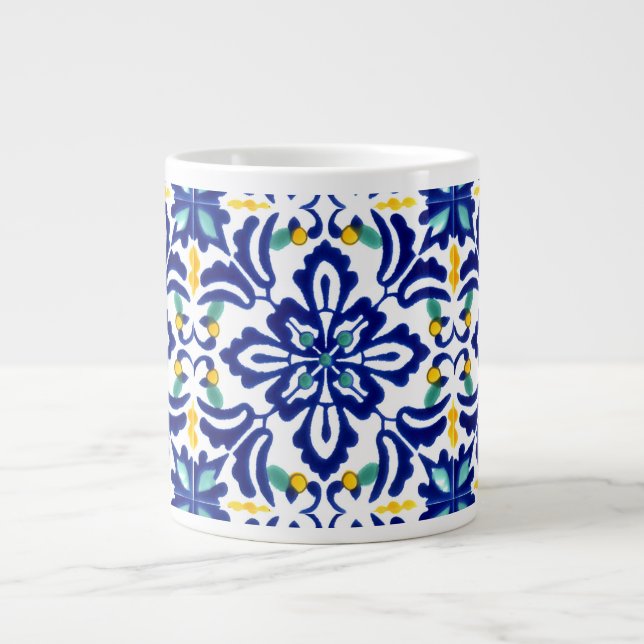 Grande Tasse Mexicaine Talavera Terracotta Carrelage Design No. (Devant)