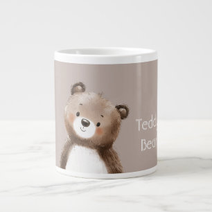 Grande Tasse Mignon Doux Ours en Peluche Brun Blanc
