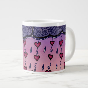 Grande Tasse Mignons nuages et coeurs art