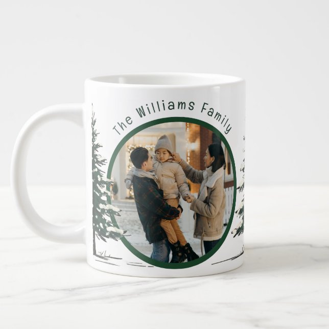 Grande Tasse Minimal Snow Christmas Tree Winter Holiday (Gauche)