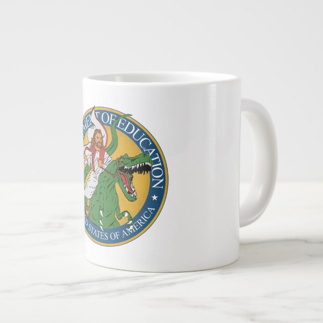 Grande Tasse Ministère de l'Education - Jésus sur un T-Rex (Devant droit)