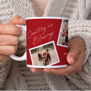 Grande Tasse Modern Elegant 4 Photo Collage Famille Cadeau