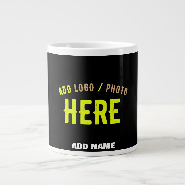 GRANDE TASSE MODERNE ET MODERNE PERSONNALISABLE NOIR VÉRIFIÉ (Devant)