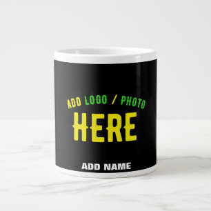 GRANDE TASSE MODERNE ET MODERNE PERSONNALISABLE NOIR VÉRIFIÉ