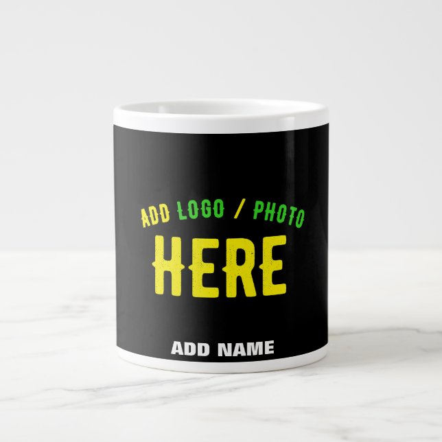 GRANDE TASSE MODERNE ET MODERNE PERSONNALISABLE NOIR VÉRIFIÉ (Devant)