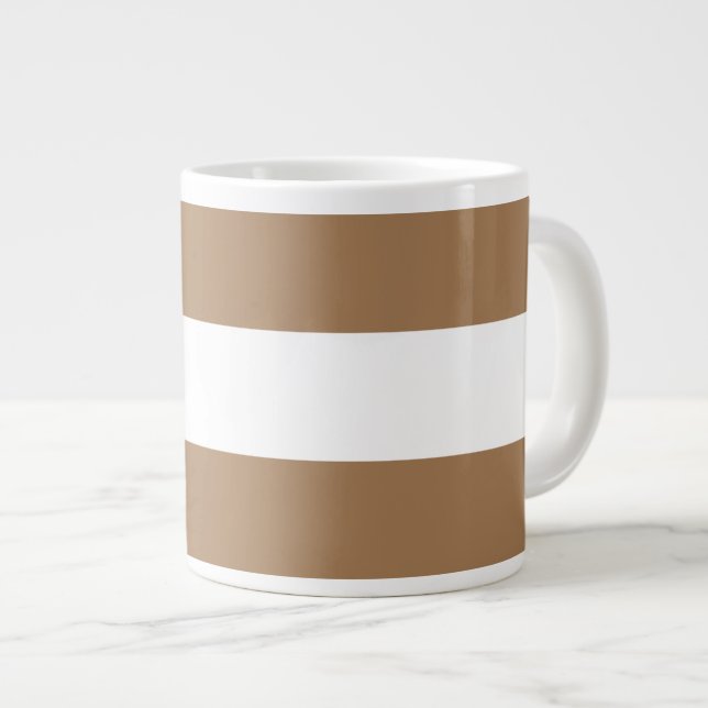 Grande Tasse Moderne Lumière Mocha Brown Blanc Blancs Nautiques (Devant droit)