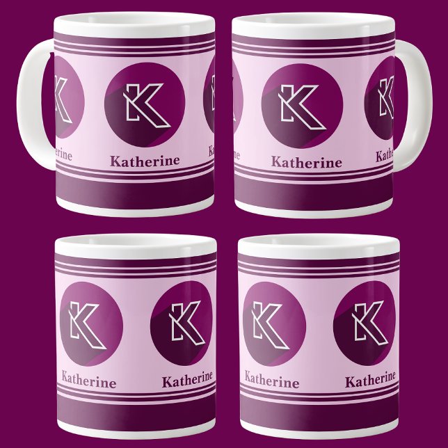 Grande Tasse Moderne Personnalisé Nom élégant Lettre monogramme (Créateur téléchargé)