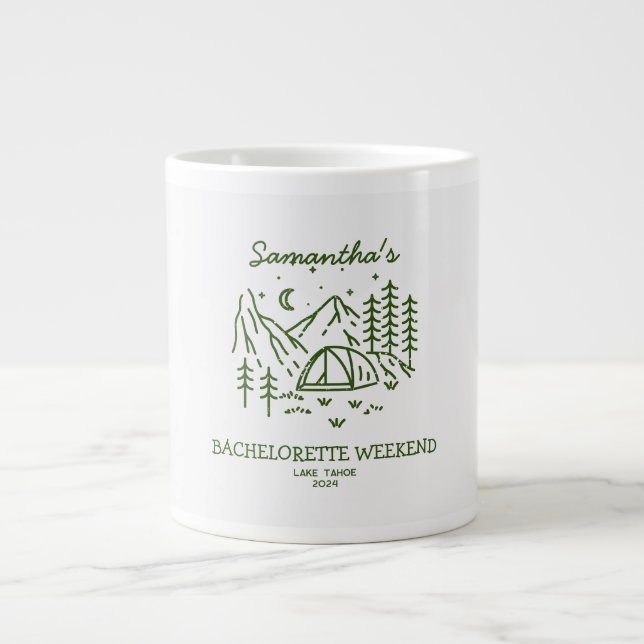 Grande Tasse Moderne Simple Camping Bachelorette Party Nature (Devant)
