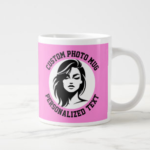 Grande Tasse Mon visage sur une personnalisation rose Œillet