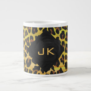 Grande Tasse Monogramme avec léopard Brown et jaune