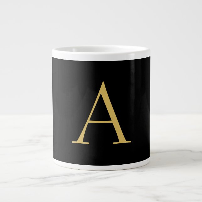 Grande Tasse Monogramme couleur or noir professionnel (Devant)