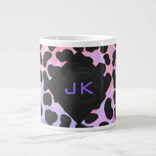 Grande Tasse Monogramme Dalmatien noir et rose