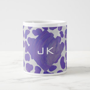 Grande Tasse Monogramme Dalmatien violet et blanc