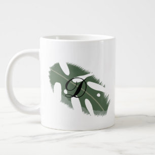 Grande Tasse Monogramme de feuillage de feuille de Monstera min
