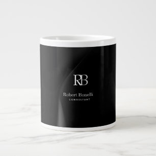 Grande Tasse Monogramme gris moderne clair Nom initial