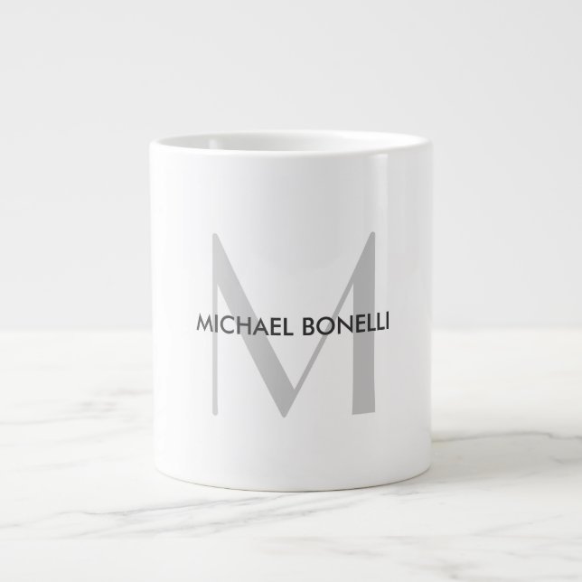 Grande Tasse Monogramme gris Noir Nom blanc (Devant)