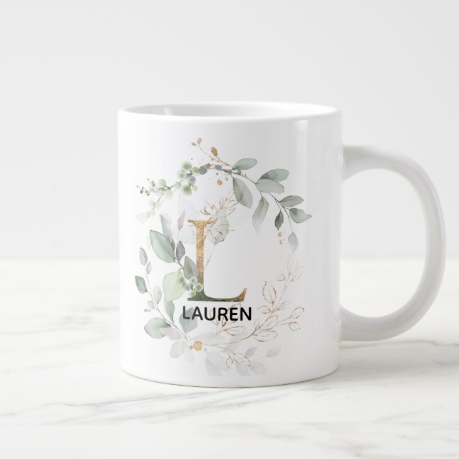 Grande Tasse Monogramme initial de l'alphabet moderne de verdur (Droite)