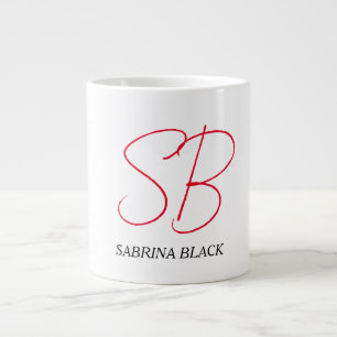 Grande Tasse Monogramme Initiales Nom Plain Moderne Minimaliste