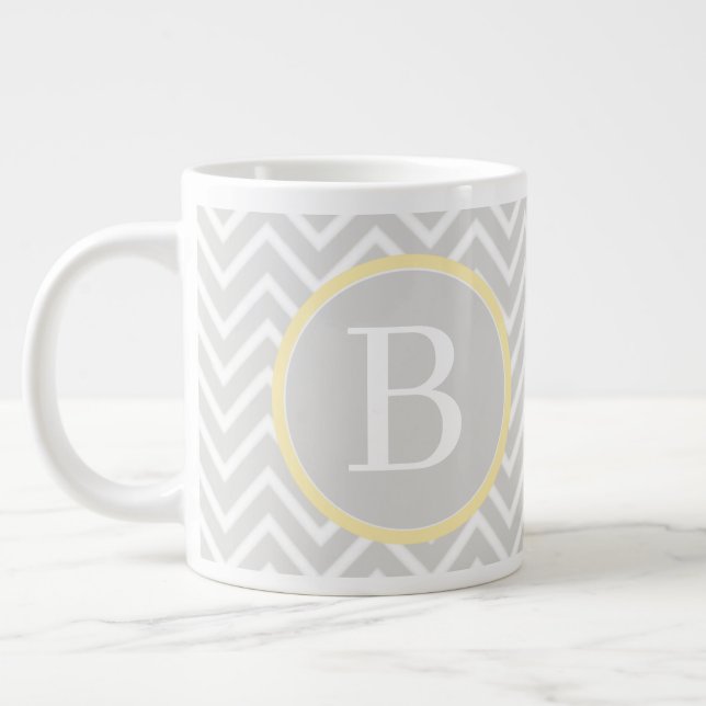 Grande Tasse Monogramme jaune Chevron (Gauche)