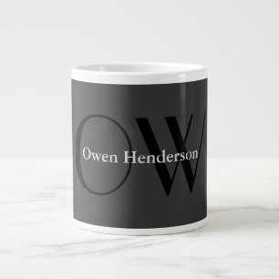 Grande Tasse Monogramme noir gris élégant