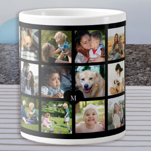 Grande Tasse monogramme personnalisé de collage de 24 photos