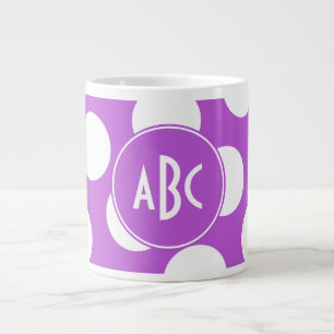 Grande Tasse Monogramme Pois moyens orchidées et blancs