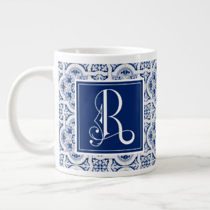 Grande Tasse Monogramme R, Carrelage bleu sicilien Giant Coffee