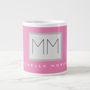 Grande Tasse Monogramme rose gras moderne minimaliste Nom Initi