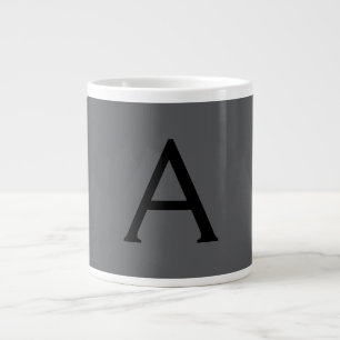 Grande Tasse Monogramme simple gris classique Ajouter un nom in