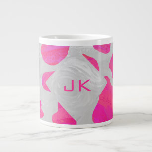 Grande Tasse Monogramme Vache rose et blanc chaud