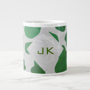Grande Tasse Monogramme vert et blanc de vache