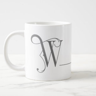 Grande Tasse Monogramme W en Belle Typographie de défilement