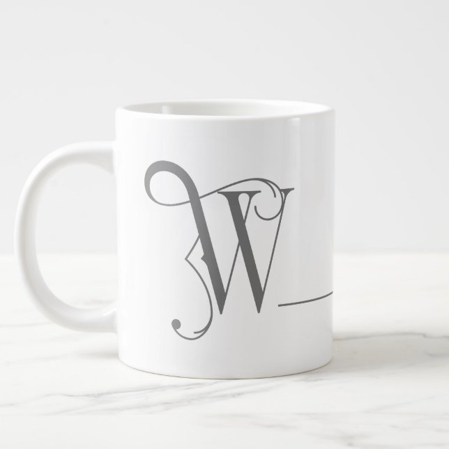 Grande Tasse Monogramme W en Belle Typographie de défilement (Gauche)