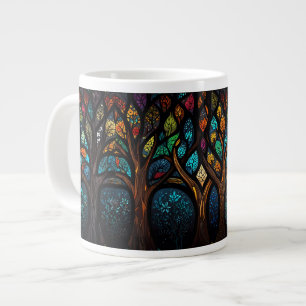 Grande Tasse Mosaïque colorée verre tendu Arbre design effet