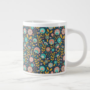 Grande Tasse Motif à fleurs d'art populaire