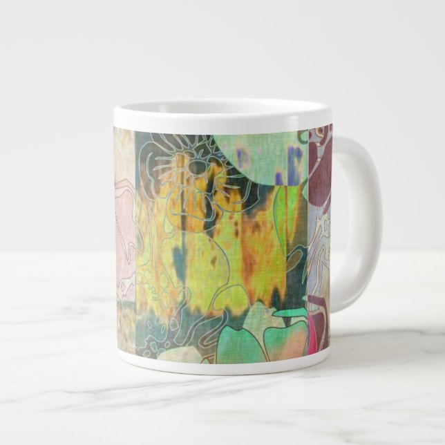 Grande Tasse motif à grunge floral d'art (Devant droit)