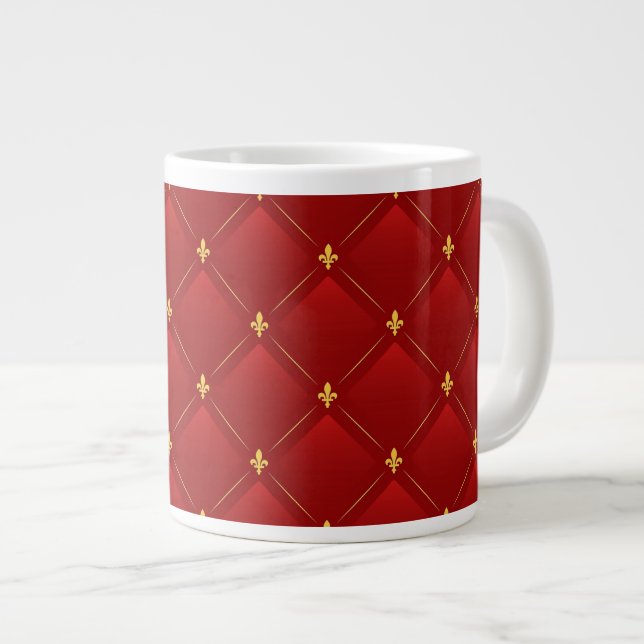 Grande Tasse Motif art nouveau rouge et or (Devant droit)