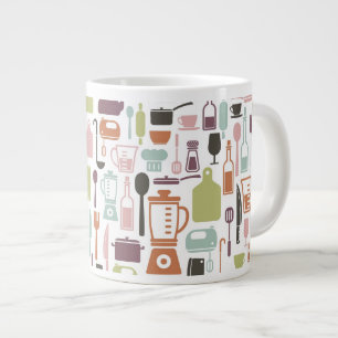 Grande Tasse Motif avec icônes de cuisine colorées