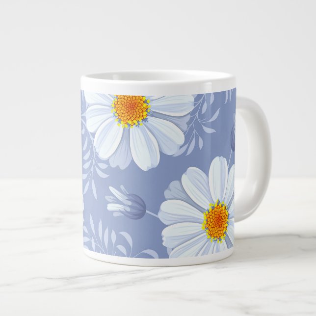 Grande Tasse Motif bleu fleur blanc du printemps (Devant droit)