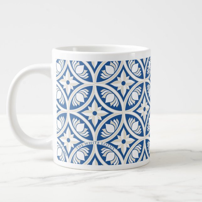 Grande Tasse Motif Carrelage Lotus Côtier - Le Lotus Blanc (Gauche)