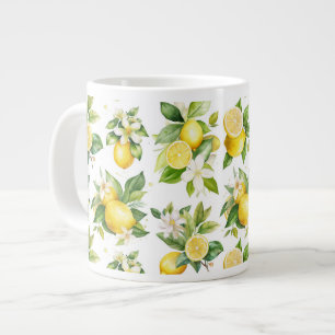 Grande Tasse Motif citron, Fleurs de citron, Feuilles, Citrus