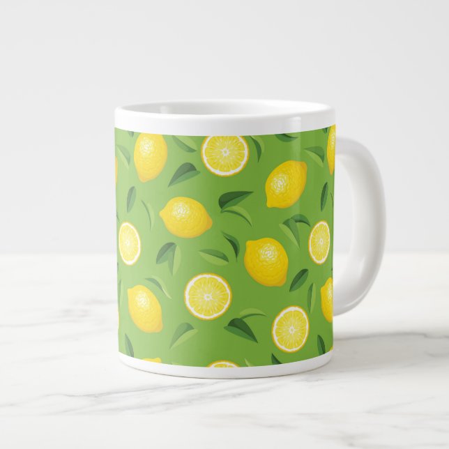 Grande Tasse Motif d'arrière - plan de citrons (Devant droit)
