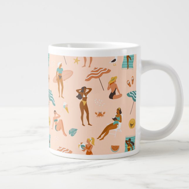 Grande Tasse Motif de bains de soleil de plage (Droite)