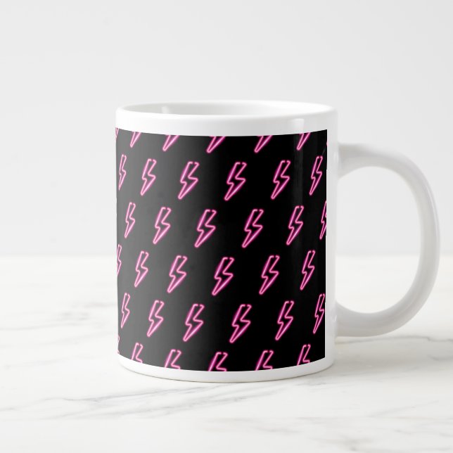 Grande Tasse Motif de boulon à éclair de néon rose (Droite)