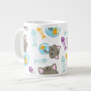 Grande Tasse Motif De Chats, Chats Mignons, Chatons, Poisson